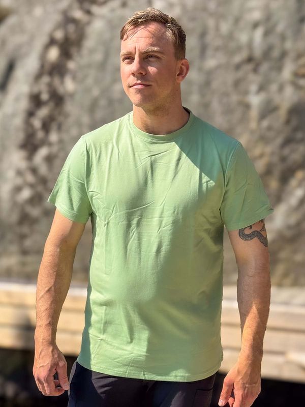 3 for 1 T-skjorte Gråmelert, Orange og Grønn Herre - Pakketilbud