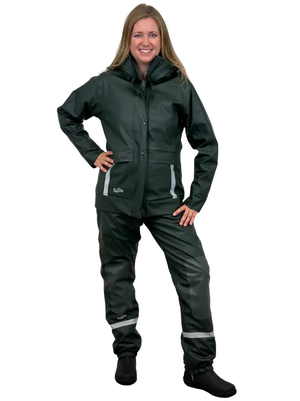 Storm Fóret PU Regnjakke Mørk Grønn Dame