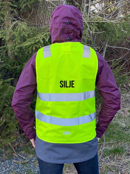 Hovedbilde Hoppin Refleksvest Gul Voksen - Navnetrykk