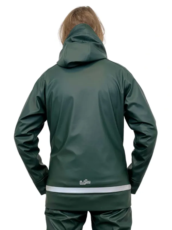 Storm Fóret PU Regnjakke Mørk Grønn Dame