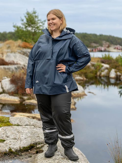 Hovedbilde Regnponcho og Bukse Marine/Svart Dame Kort - Pakketilbud