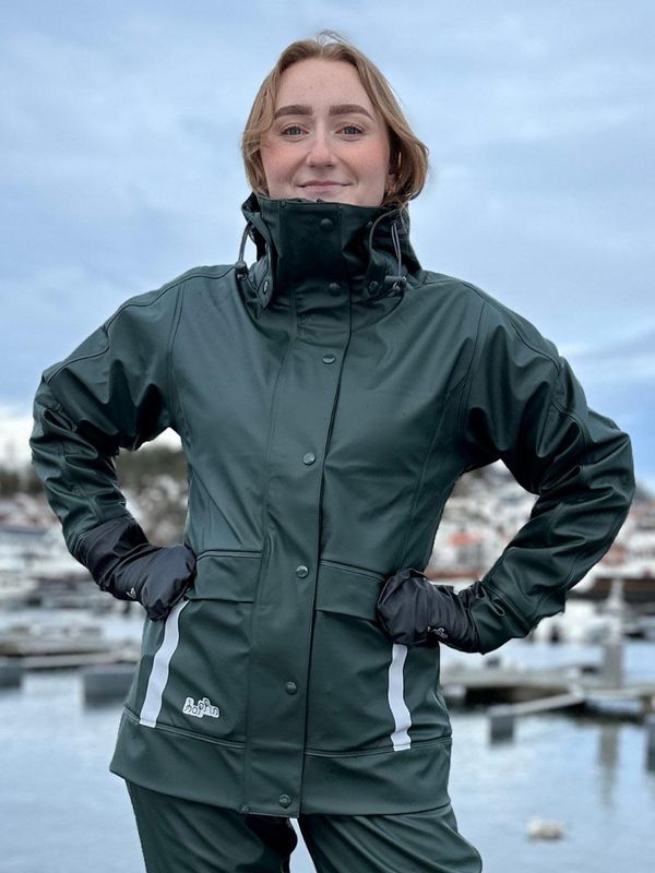 Storm Fóret PU Regnjakke Mørk Grønn Dame