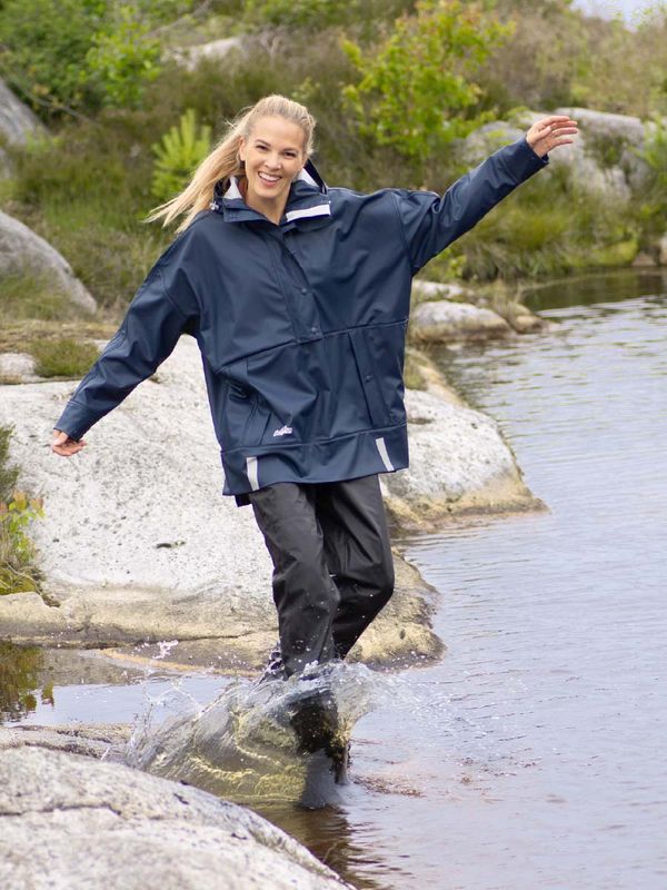 Regnponcho og Bukse Marine/Svart Dame - Pakketilbud